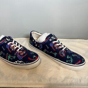 Polo Ralph Lauren Navy Tropical Print Sneakers Men's 9.5